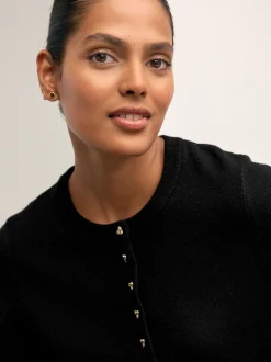 Next - Cardigan ajusté ultra-doux à col rond en laine Noir Online