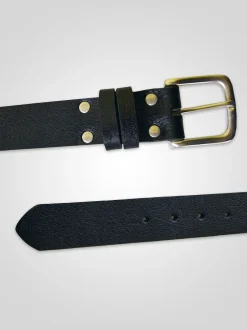 D555 Noir - Ceinture Gavin en Cuir véritable fabriqué à la main 3.7 Largeur cm Best