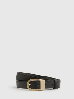 Reiss Noir - Ceinture en cuir à boucle incurvée Hazel Outlet