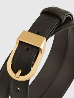 Reiss Noir - Ceinture en cuir à boucle incurvée Hazel Outlet
