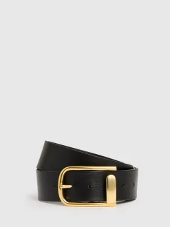 Reiss Noir - Ceinture en cuir avec boucle à demi-passant Iyla Outlet