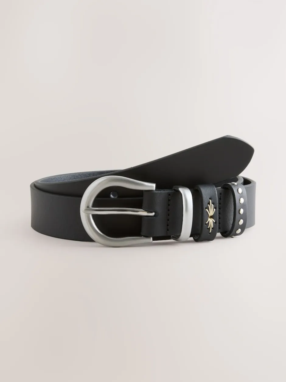 Next Noir - Ceinture en cuir western coupe standard Outlet