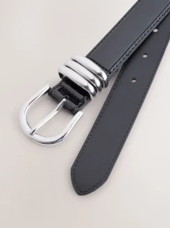 Next Noir - Ceinture en PU classique brillante Discount