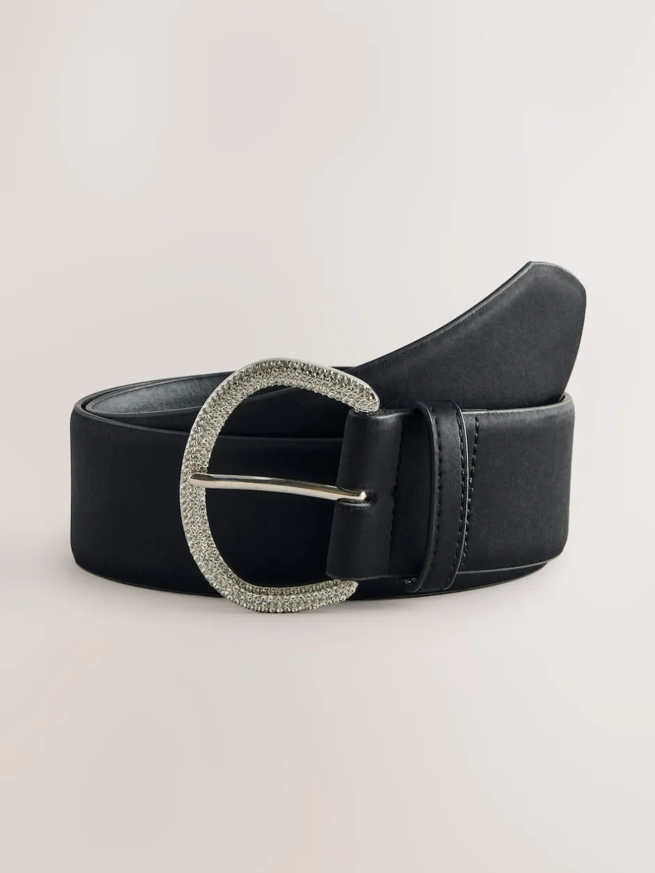 Next Noir - Ceinture en satin avec boucle en diamant Best
