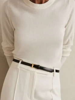 Reiss Noir - Ceinture fine en cuir Holly Hot