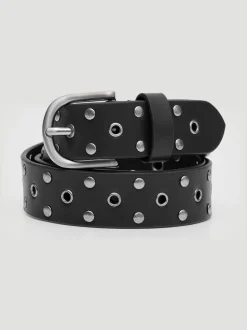 Hush Noir - Ceinture en cuir cloutée à œillets Outlet