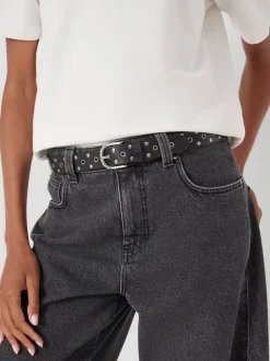 Hush Noir - Ceinture en cuir cloutée à œillets Outlet