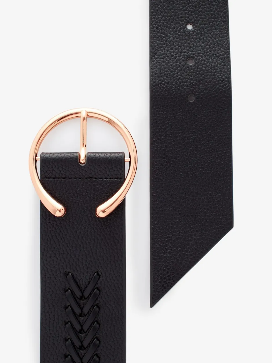 Next Noir - Ceinture large avec détails en tresse Best