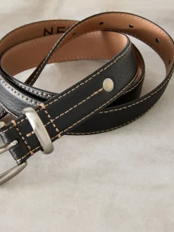 Next Noir - Ceinture mi-longue N. Premium Made In Italy Hot