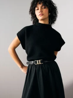 Next Noir - Ceinture Regular Statement en cuir à boucle Outlet