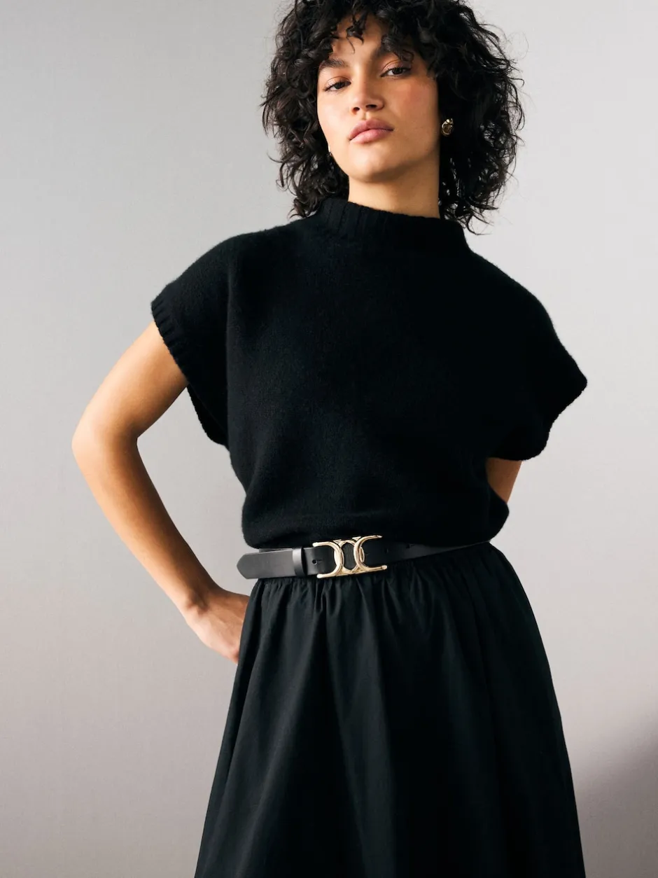 Next Noir - Ceinture Regular Statement en cuir à boucle Outlet