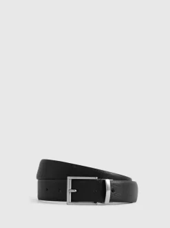 Reiss Noir - Ceinture Ricky en cuir Réversible New