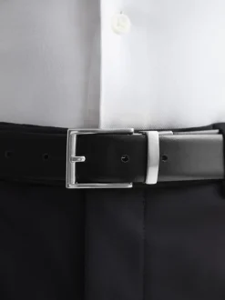 Reiss Noir - Ceinture Ricky en cuir Réversible New