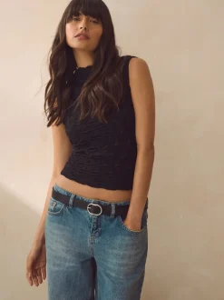 Next - Ceinture régulière en PU Noir Outlet