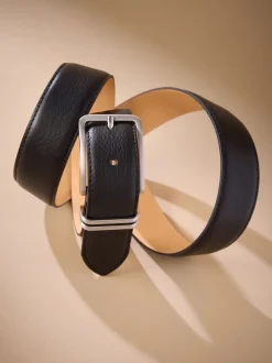 Next Noir - Ceinture Signature en cuir avec passant en métal Hot