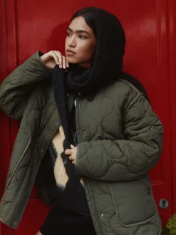 Next Noir - Écharpe à capuche en maille Outlet