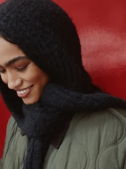 Next Noir - Écharpe à capuche en maille Outlet