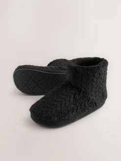 Next Noir - Chaussons bottes en polaire texturée Discount