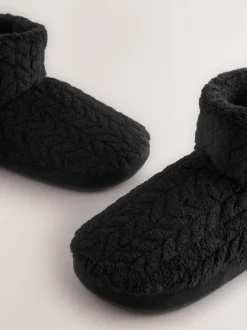 Next Noir - Chaussons bottes en polaire texturée Discount