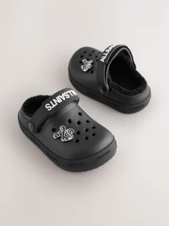 smALLSAINTS Noir - chaussons de sabots imprimés doublés de peau de mouton Sale