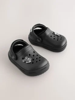 smALLSAINTS Noir - chaussons de sabots imprimés doublés de peau de mouton Sale