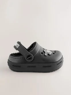 smALLSAINTS Noir - chaussons de sabots imprimés doublés de peau de mouton Sale