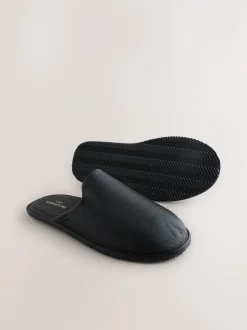 Next Noir - Chaussons mules en cuir Signature Sale