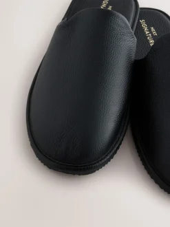 Next Noir - Chaussons mules en cuir Signature Sale