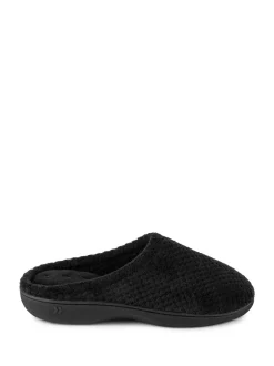 Totes - Chaussons mules Isotoner Popcorn Terry Noir Outlet