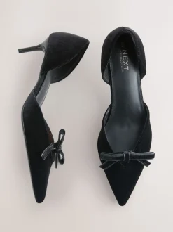 Next Noir - Chaussures à talons en deux parties avec nœud en velours Forever Comfort® Hot