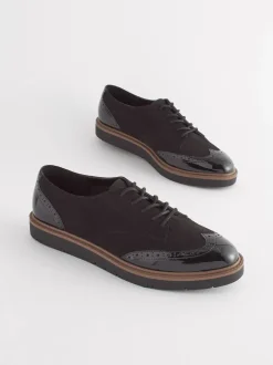 Next Noir - Chaussures Brogue à lacets et semelle épaisse New