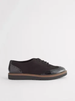 Next Noir - Chaussures Brogue à lacets et semelle épaisse New