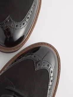 Next Noir - Chaussures Brogue à lacets et semelle épaisse New