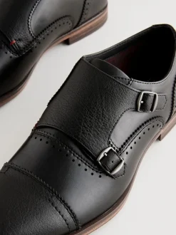 Next Noir - Chaussures casquette à double bout monk Sale