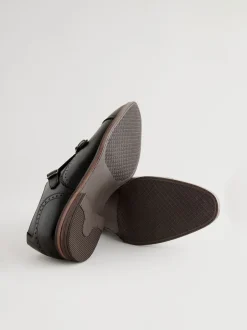 Next Noir - Chaussures casquette à double bout monk Sale