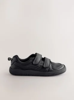 Next Noir - Chaussures d’école Barefoot en cuir à 2 lanières à fermeture par contact Discount