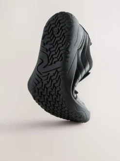 Next Noir - Chaussures d’école Barefoot en cuir à 2 lanières à fermeture par contact Discount