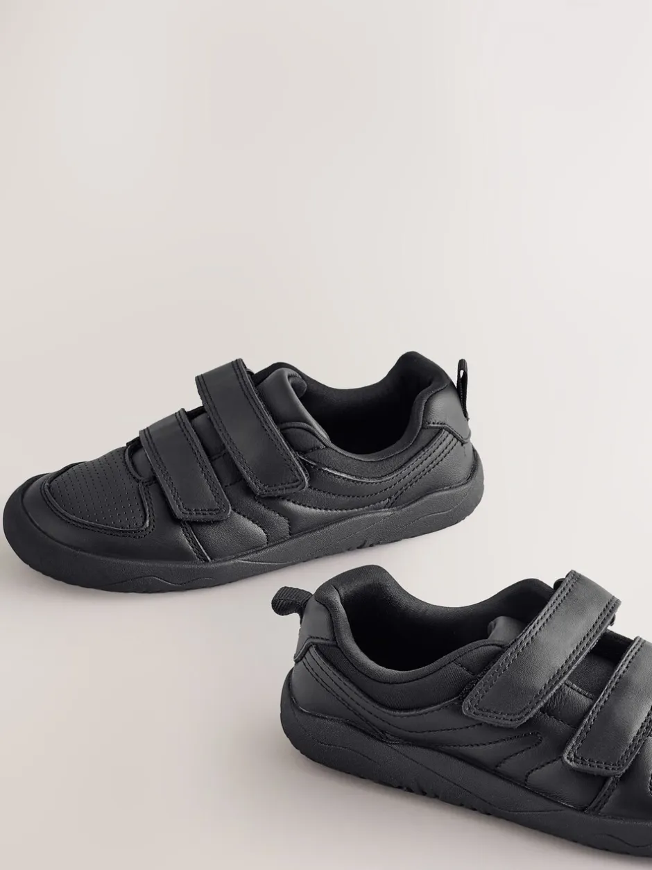 Next Noir - Chaussures d’école Barefoot en cuir à 2 lanières à fermeture par contact Discount
