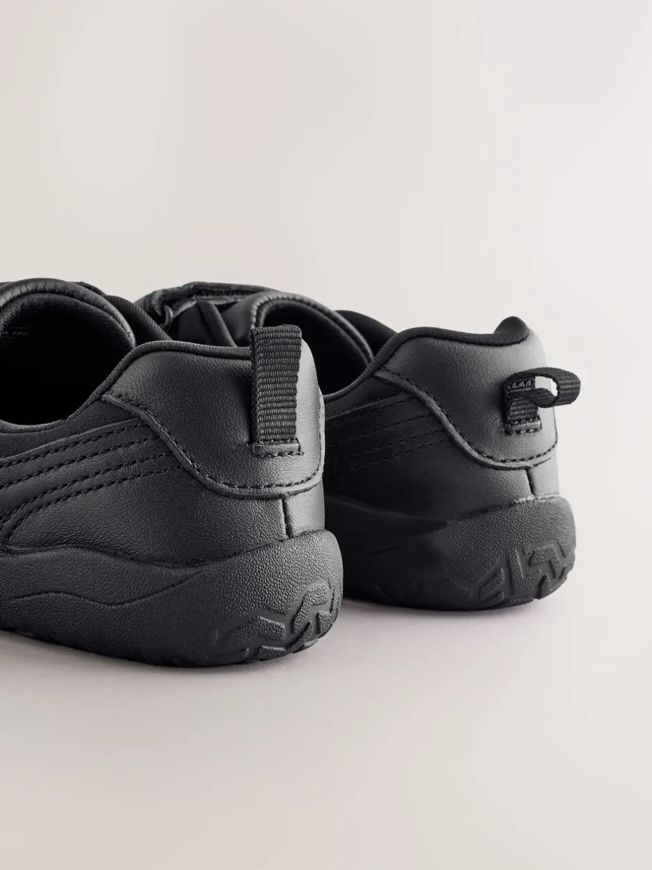 Next Noir - Chaussures d’école Barefoot en cuir à 2 lanières à fermeture par contact Discount