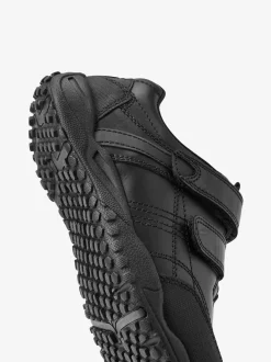Next Noir - Chaussures d’école en cuir à fermeture scratch Coupe large (G) New