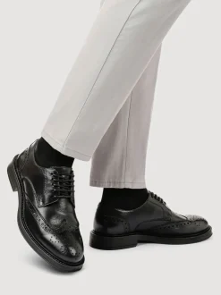 Pavers Noir - Chaussures Derby Brogue Coupe large en cuir Hot