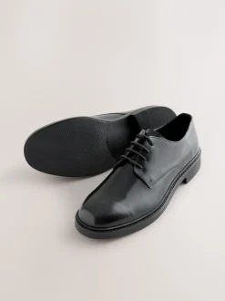 Next Noir - Chaussures derby en cuir ultra-brillant Outlet