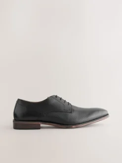 Next Noir - Chaussures Derby Saffiano en cuir New