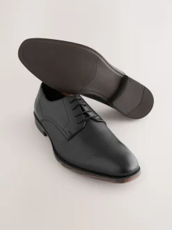 Next Noir - Chaussures Derby Saffiano en cuir New