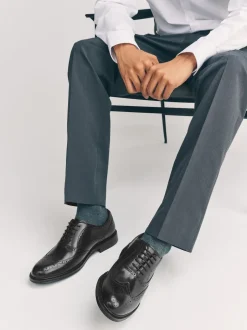 Next Noir - Chaussures Oxford Wingcap en cuir Sale