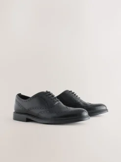 Next Noir - Chaussures Oxford Wingcap en cuir Sale
