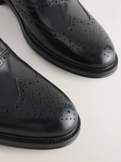 Next Noir - Chaussures Oxford Wingcap en cuir Sale