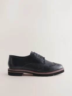 Next Noir - Chaussures richelieu Forever Comfort® en cuir à lacets et semelles épaisses New