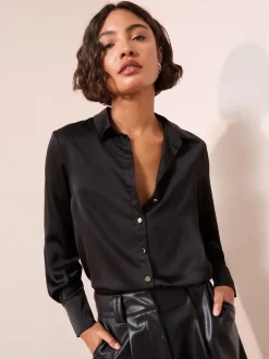 Friends Like These Noir - Chemise Satin À boutons New