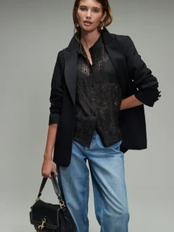 Next Noir - Chemisier à manches mi-longues en dentelle Sale